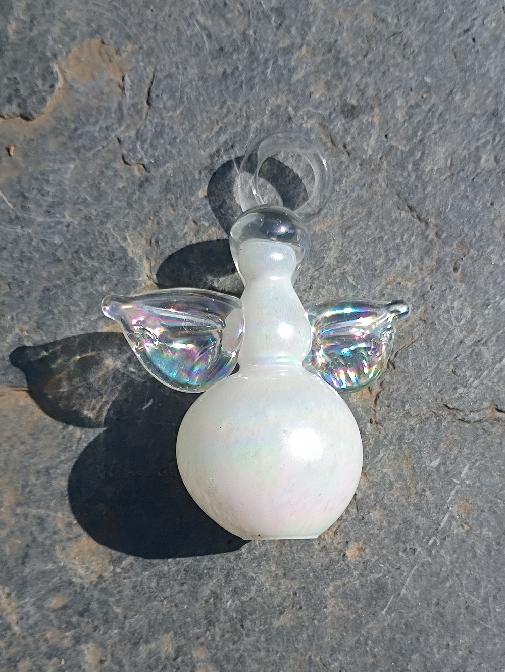 Iridescent White Glass Angel Pendant Ornament